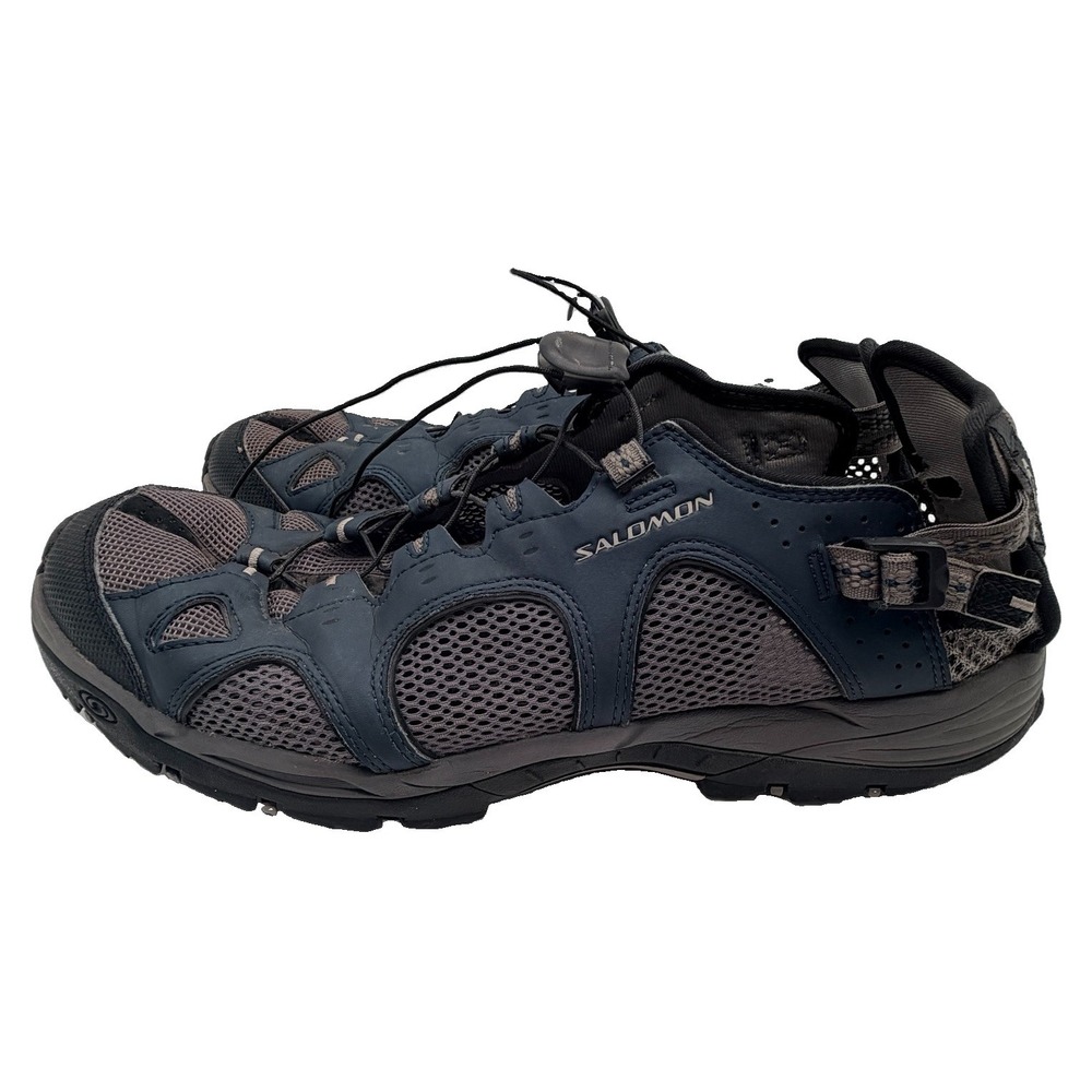 Salomon Shoes Men's Sz 12 Blue Gray Techamphibian 2 Water Hiking Trail Quicklace